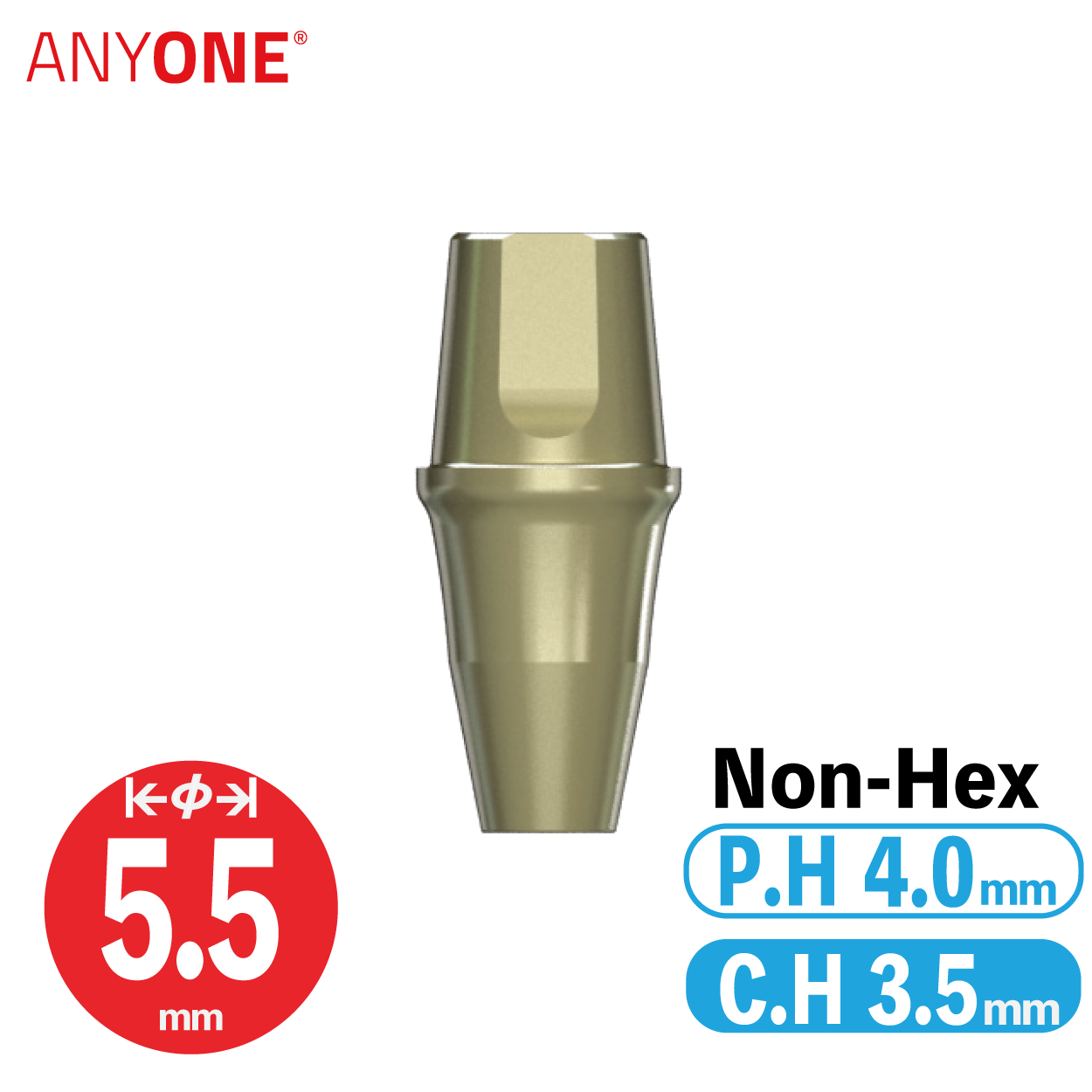 EZ Post Abutment [AO] Ø5.5/ C.H=3.5/ P.H=4/ Non-Hex