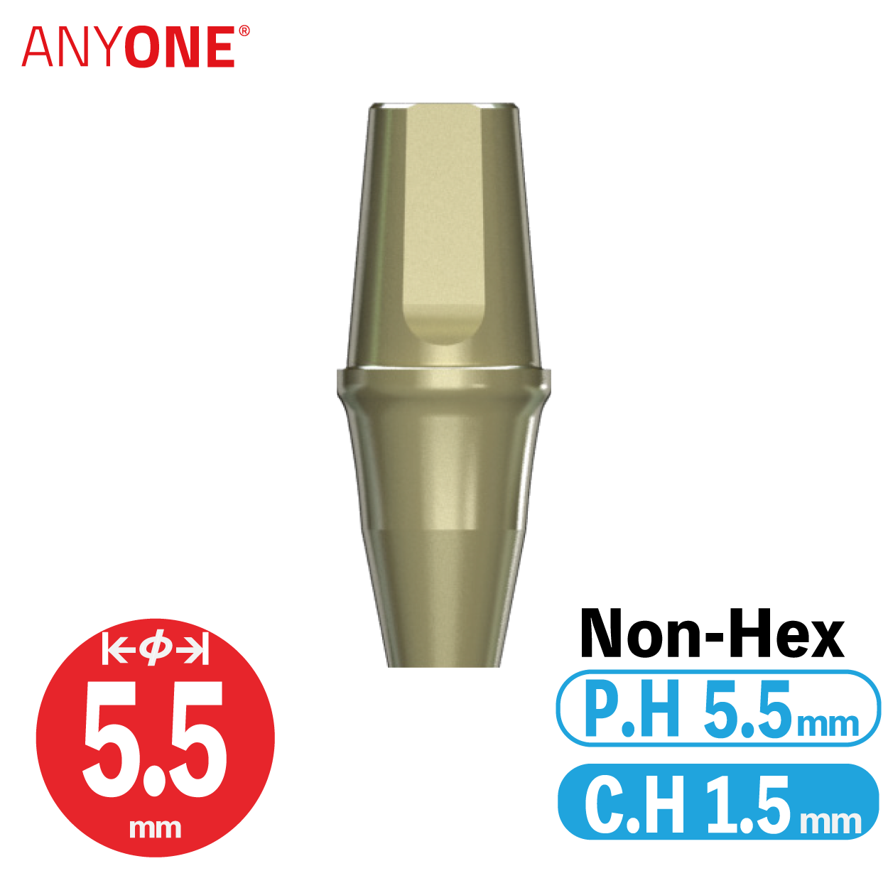 EZ Post Abutment [AO] φ5.5/ C.H=1.5/ P.H=5.5/ Non-Hex