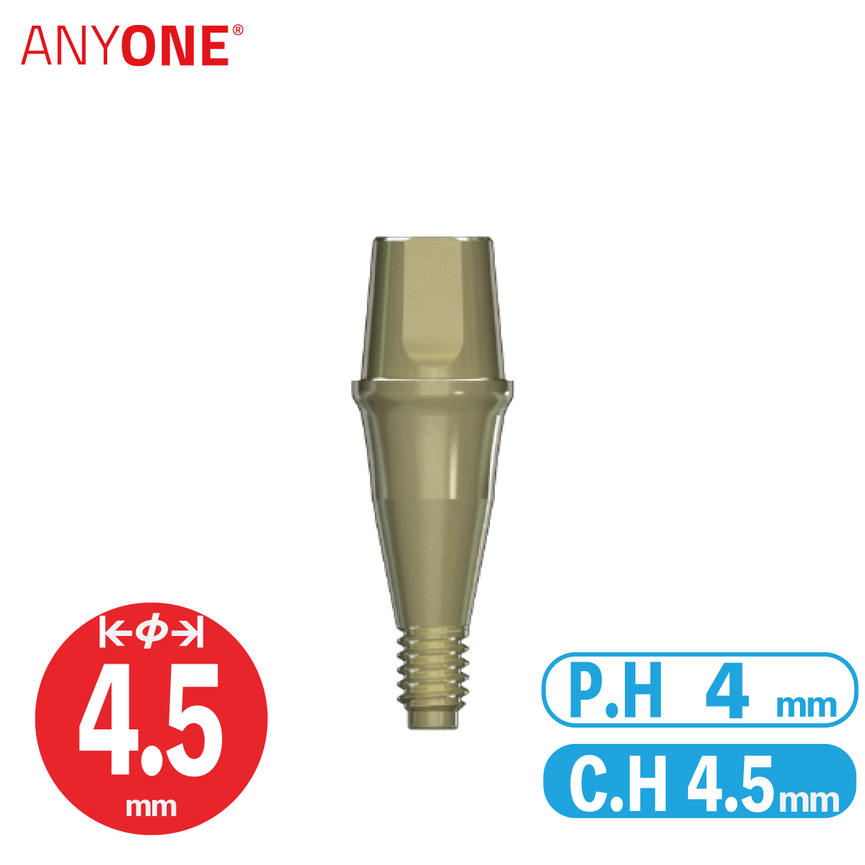 Solid Abutment [AO] Ø4.5/ C.H=4.5/ P.H=4