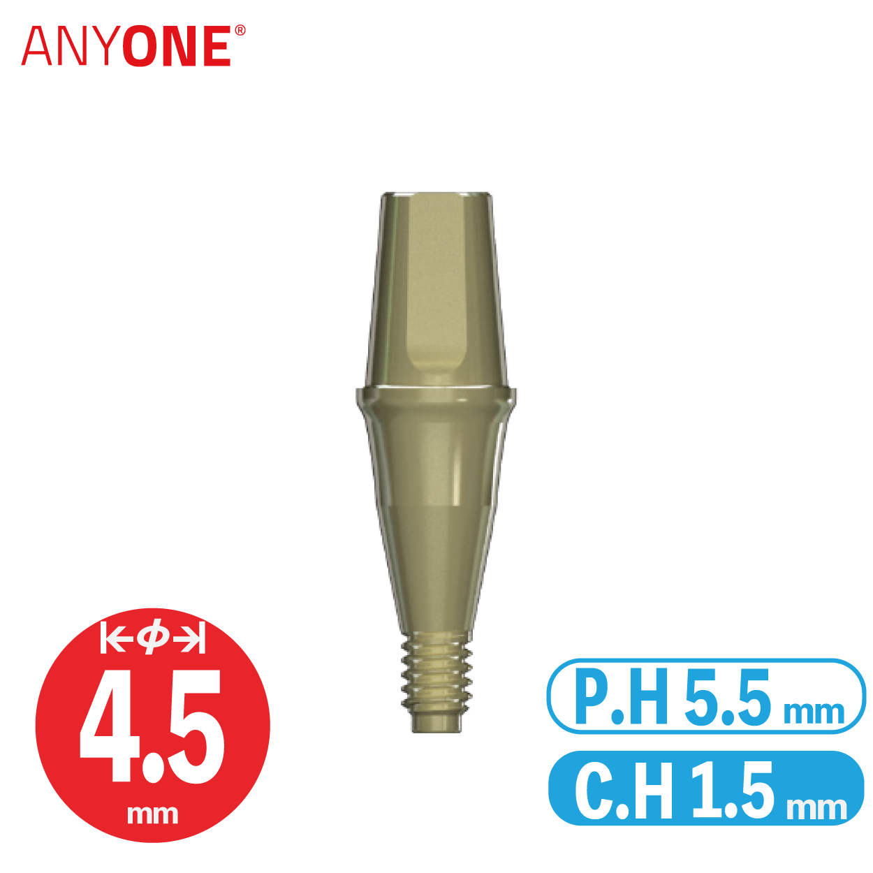 Solid Abutment [AO] Ø4.5/ C.H=1.5/ P.H=5.5