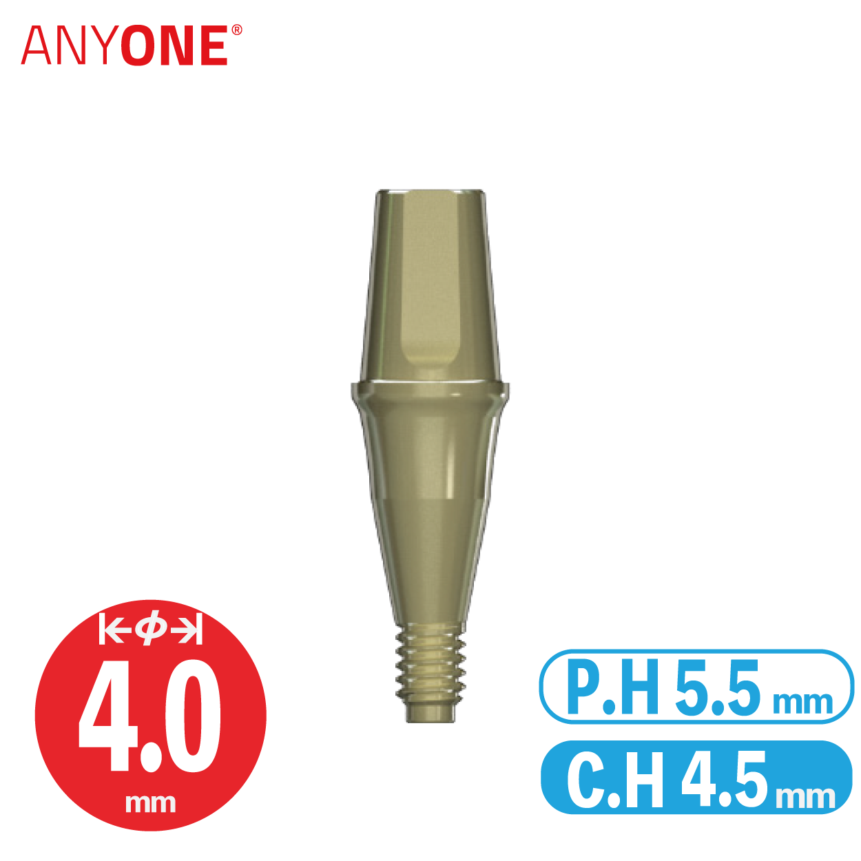 Solid Abutment [AO] φ4/ C.H=4.5/ P.H=5.5