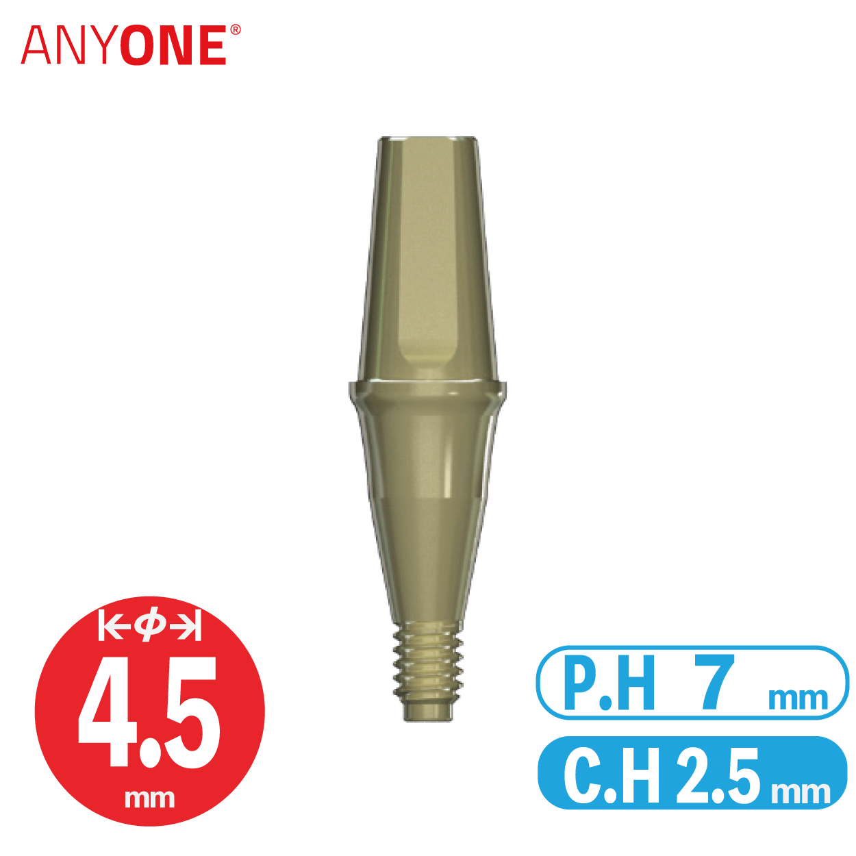 Solid Abutment [AO] φ4.5/ C.H=2.5/ P.H=7