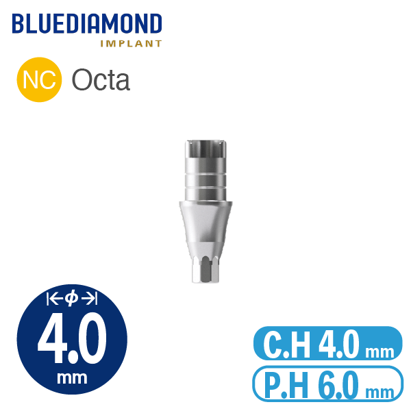 ZrGEN Abutment [BD] NC φ4.0 / C.H=4.0 / P.H=6.0 / Octa